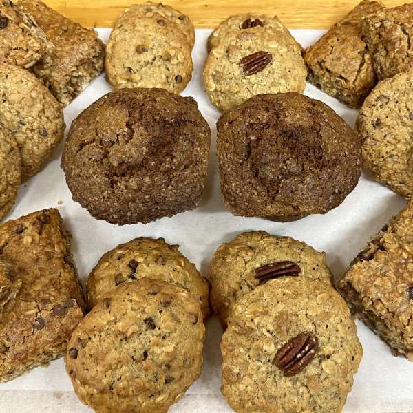 Colorful fruits and veggies in reusable canvas bag